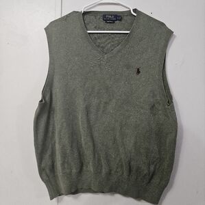 Polo by Ralph Lauren Men's Olive V-Neck Sweater Vest!